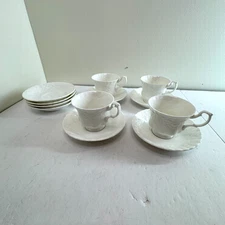 1996 Vtg Royal Albert Old English Garden Teacup & Saucer Set Lot White Floral