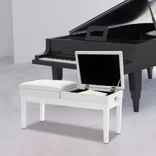 Double Seater Adjustable Duet Piano Bench with Storage Box Height Adjustable