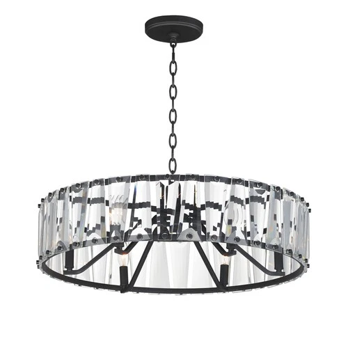 Maxim 21866 Odeon 6 Light 27"W Crystal Drum Chandelier - Silver - Picture 8 of 9