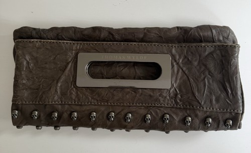 Thomas Wylde Skull Studded Leather Bag Convertible Clutch Crossbody Rare - Picture 13 of 23