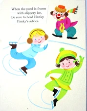 1967 CLOWN ORIGINAL CHILDREN'S BOOK PAINTING cel drawing comic art ice skatin