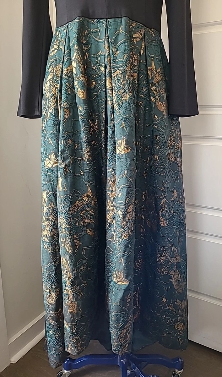 Hutch Marilyn Dress Size 12 Black Green Gold High Low Knit Top