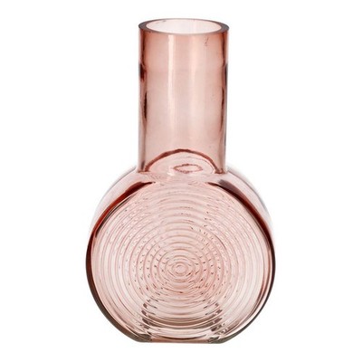 INNA-Glas Runde Dekovase ORESTINO aus Glas, rosa-klar, 14x7,5x22,5 cm