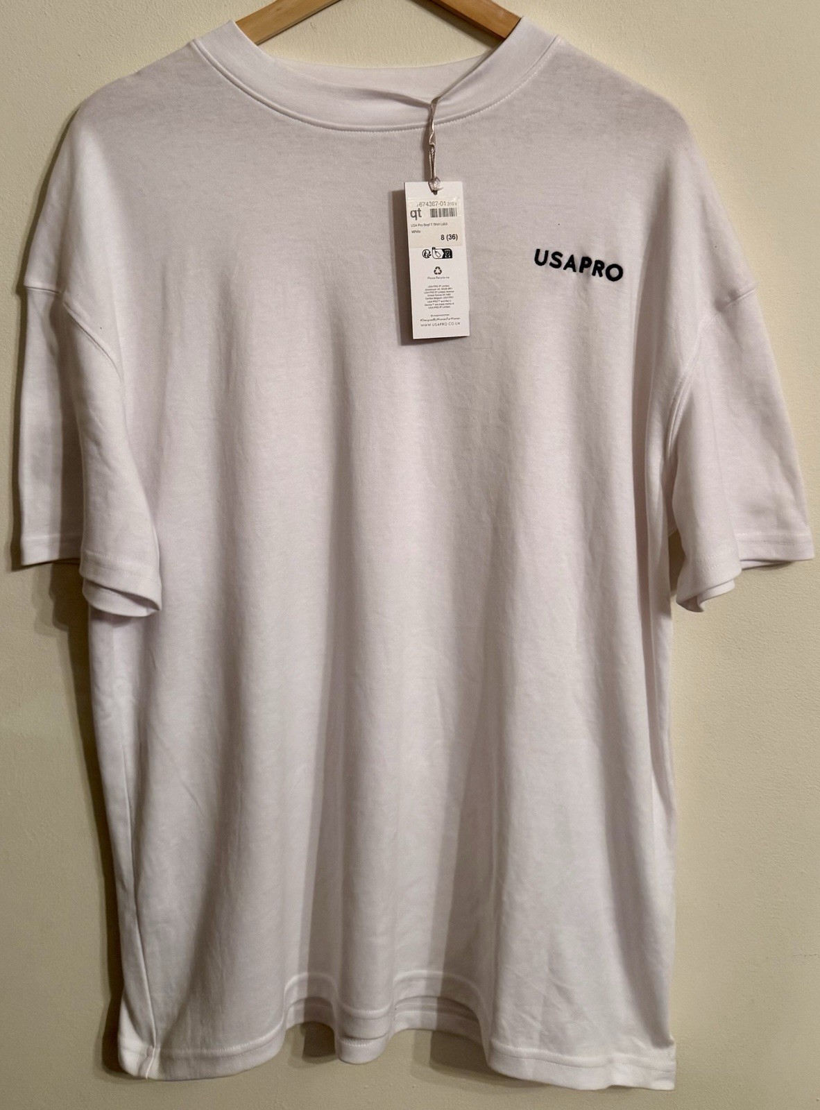 USA Pro Womens Boyfriend Regular Fit T-Shirt White UK 8 BNWT RRP £15