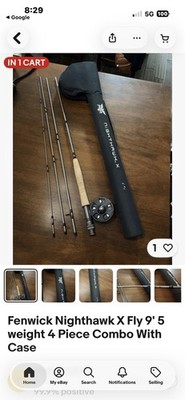 Fenwick Nighthawk X Fly 9' 5 weight 4 Piece Combo With Case | eBay