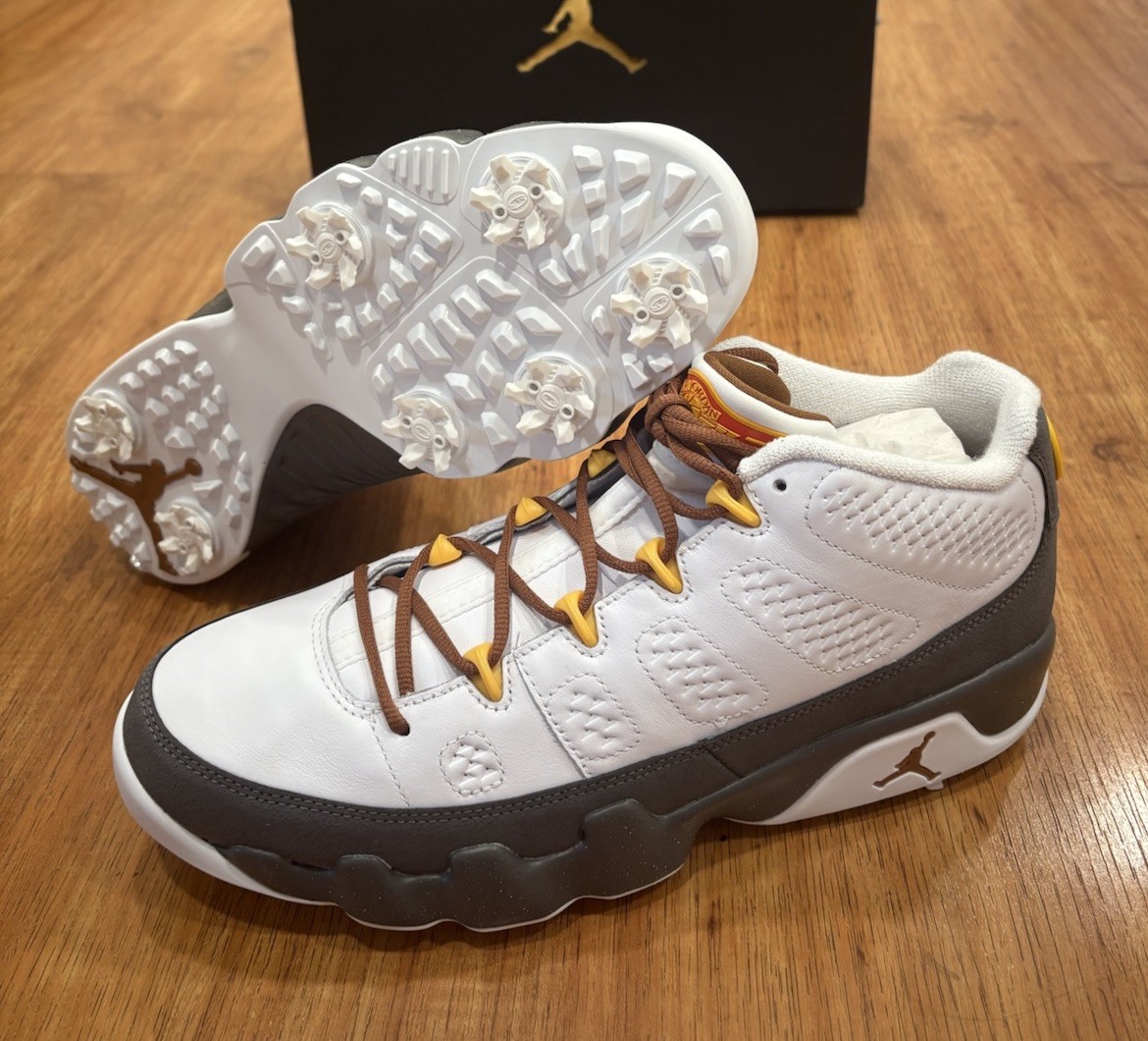 新品 AIR JORDAN 9 GOLF NRG U24 27cm Nike Air Jordan 9 G Golf Nrg U24 White-University Gold Mens Sz 9