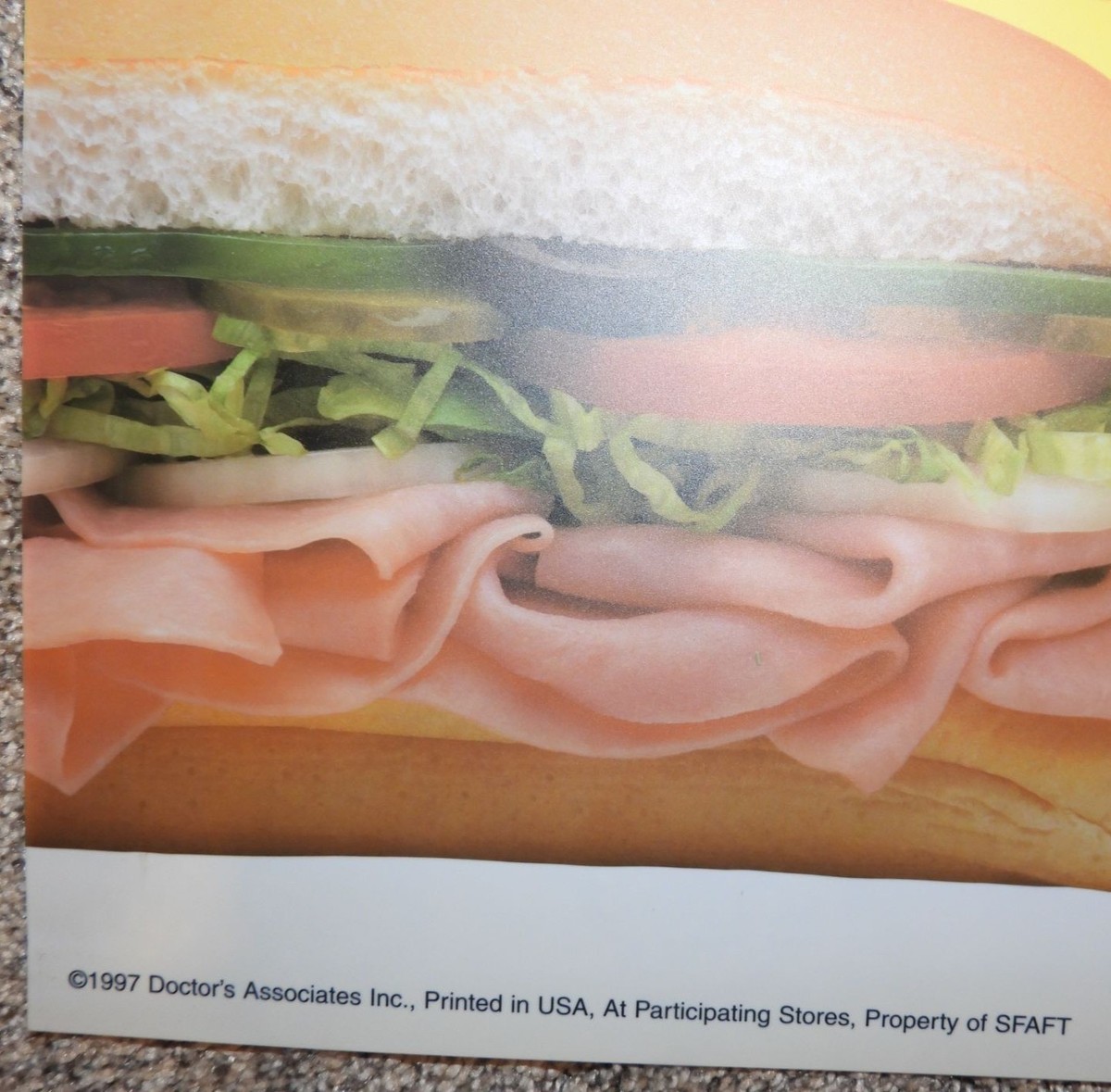 1997 Subway Restaurant Up Size Your Value Meal Plastic Lightbox