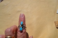 Handmade Navajo Women's Sz 6 Ring Sterling SIlver Turquoise