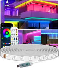 16.4FT LED Strip Lights IP68 Outdoor Waterproof, 5V USB Powered, Music Sync Blue