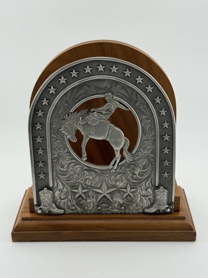 -WESTERN- Porta-guardanapo Team Roper Rodeio estanho gravado “Muito bom”  - Imagem 2 de 4