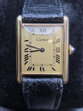 Vintage Must De Cartier Tank 20 Microns Plated 23mm Gold Dial Mens Watch 590005