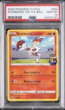 2020 POKEMON FUTSAL #004 SCORBUNNY ON THE BALL PSA 10