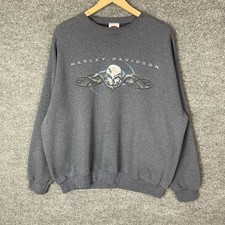Harley Davidson Twin Cities Skull Eagle Graphic Sweatshirt Men Size XL Gray