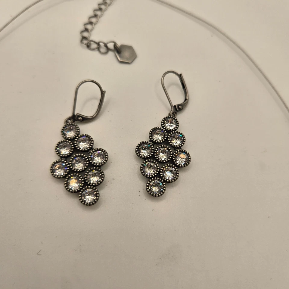 水晶围兜项链耳环套装施华洛世奇 TC 声明银色 — 第 4/4 张图片