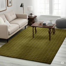 Handmade Hand Tufted Nz Wool Rug Color Olive Green Design Luxury Carpet Area Rug
