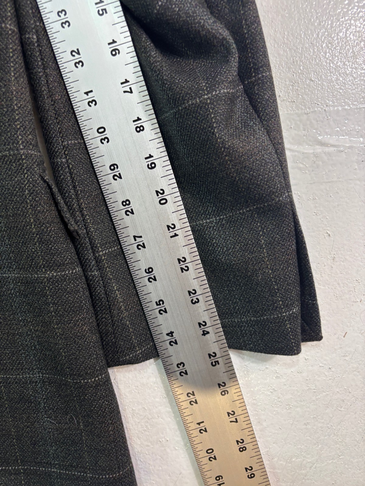 Hart Schaffner Marx 44R green windowpane plaid blazer jacket sport suit coat usa