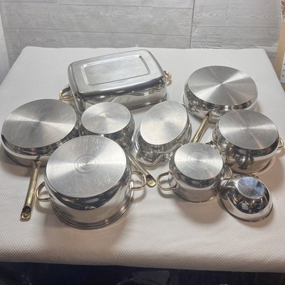 Vintage Command Performance Gold Stainless Steel Cookware W/Glass Lids ...