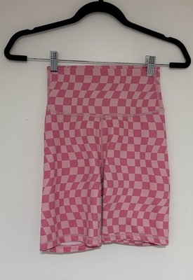 Wilo The Label Women s Pink Checkered Athletic Bike Shorts Size Small