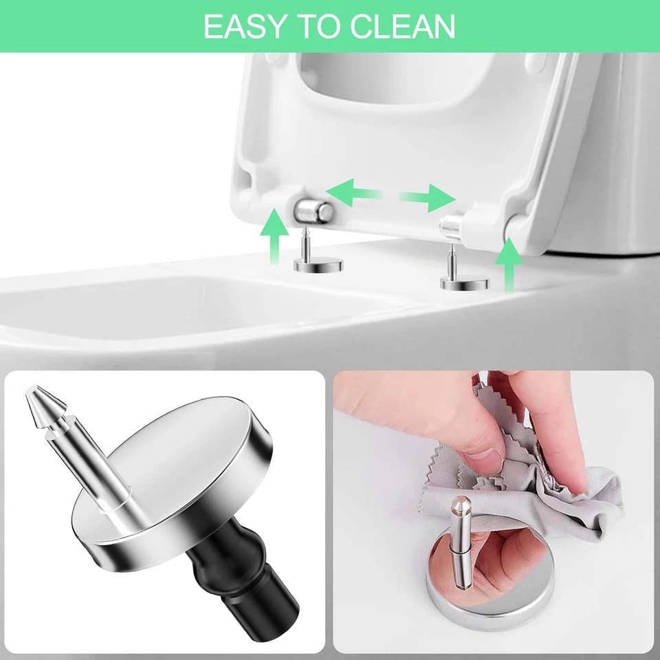 4 Pezzi Cerniere Tavoletta WC, Cerniere Copriwater, Fissaggio Tavoletta WC, Fiss - Immagine 4 di 4