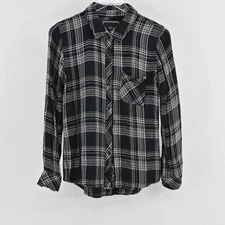 Rails Womens Hunter Plaid Top Size S Grunge Western Black White Button Shirt