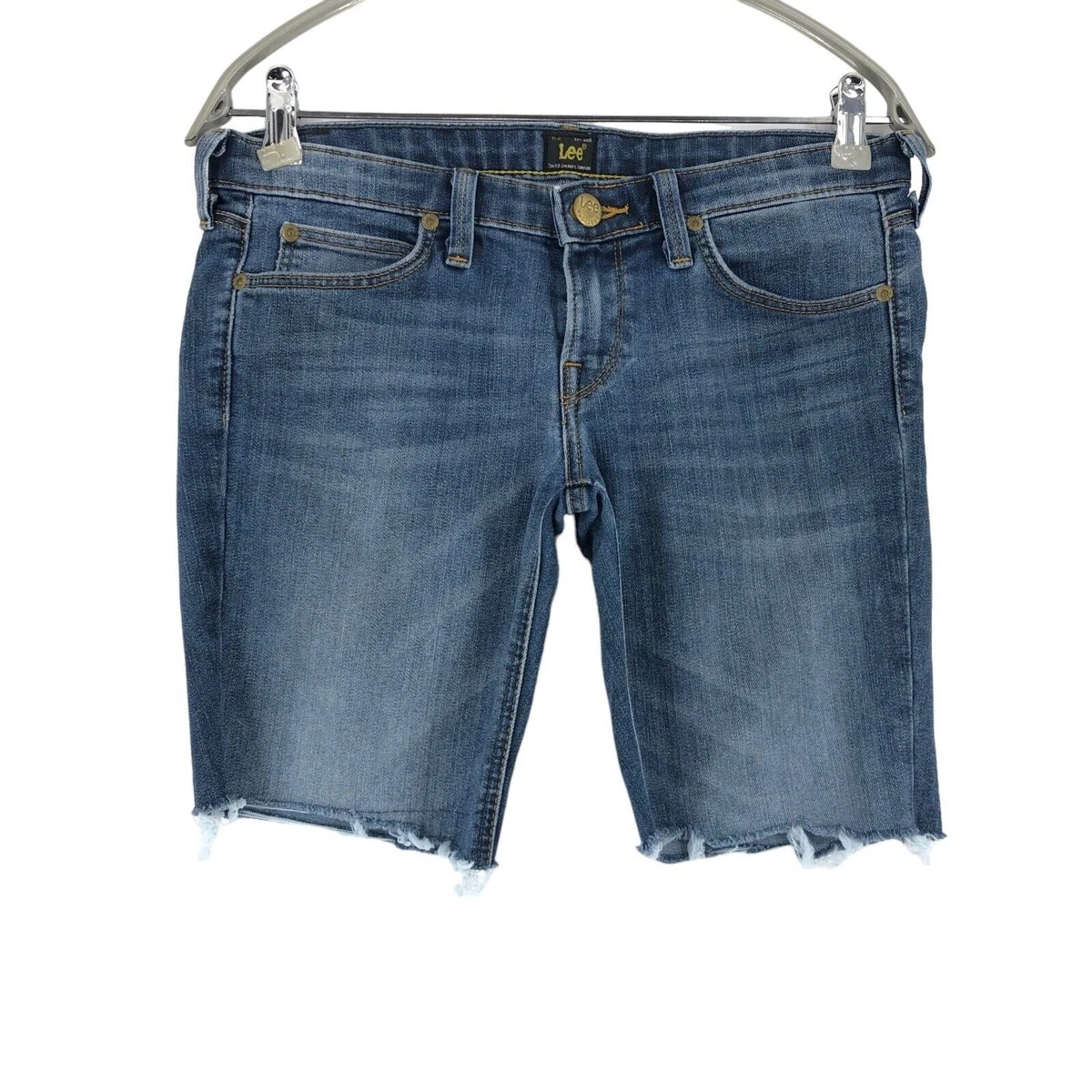 Short Femme Lee Mom's Neuf Avec étiquettes - Taille W30, Couleur Blanc, Style Jean Mom Décontracté