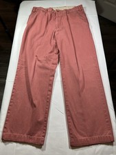Bills Khakis Pants Mens 34x27.5 Pink Flat Front Straight Cotton Made in USA M2