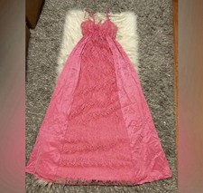 Vintage Pink Lace Slip Maxi Dress Size:M fit S