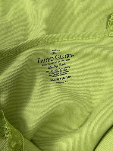 Faded Glory Womens Y2K Fairy Lace Trim Tank Top Cami XL Green Stretch Preppy - Picture 4 of 5