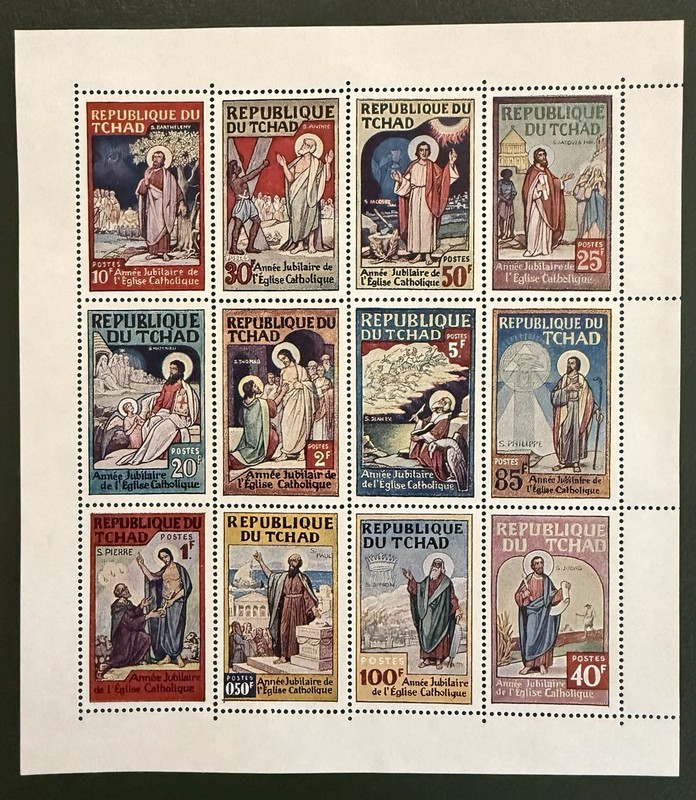 Chad Stamps Sheet of 12 MNH 1981 Pipe Jean Paul II Trip To Chad, 12 Apostles