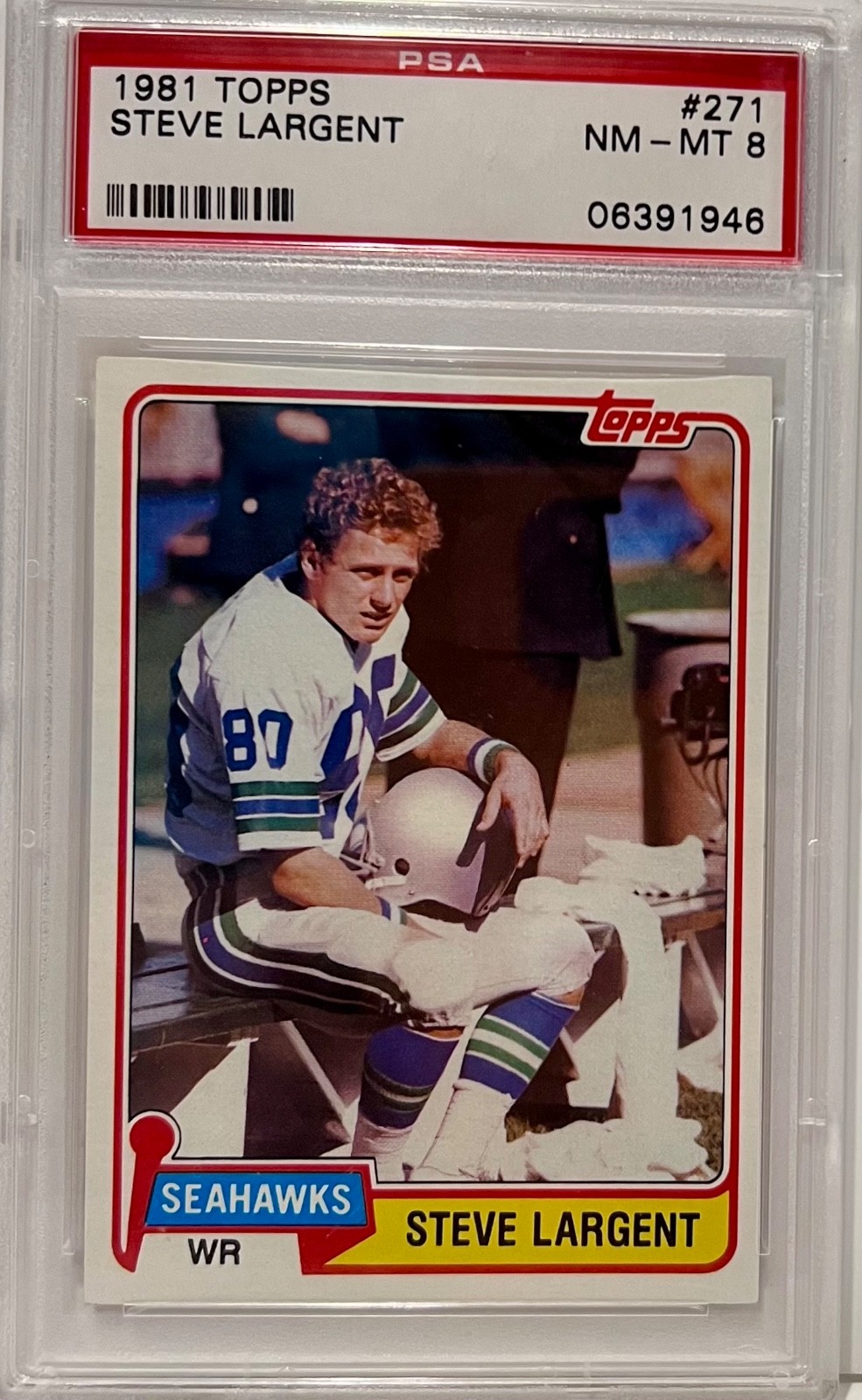 1981 Topps Football #271 STEVE LARGENT HOF – PSA 8 (NM/MT) - Seattle Seahawks