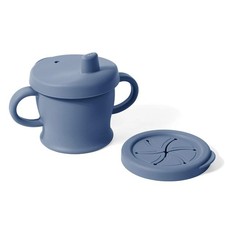 Silicone Sip-N-Snack Cup, Toddlers Sippy Cup Snack Container 2-in-1, BPA Fr...