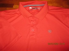 Ariat Tek Polo Shirt Mens Large Performance Red Short Sleeve Heat Series Cowboy