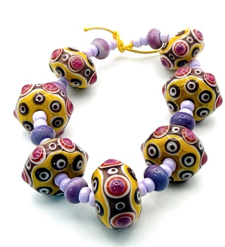 Lina Khan 2008-2009 Vintage Artisan Lampwork Murrine Eye Bead 20pc Archive Box