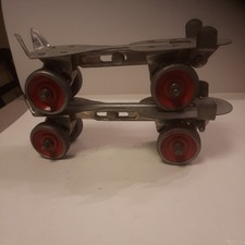 Vtg Union Hardware Roller Skates Red, Metal Wheels 1950s 1960s Adjustable USA