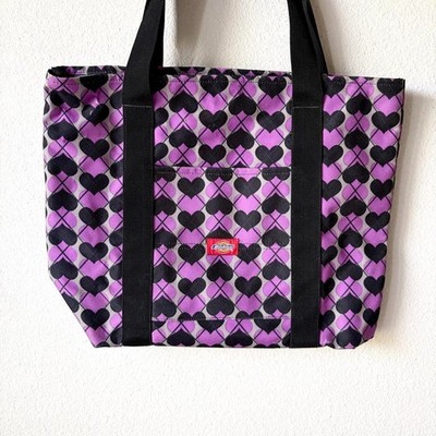Dickies Tote Bag Purple + Black Heart Print Women's Shoulder Bag