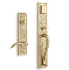New Hand Hammered Traeger Solid Satin Brass Entrance Door Set with Lever Handle