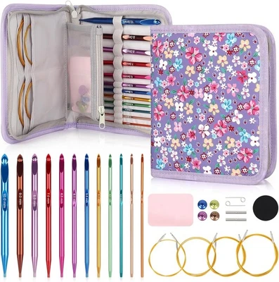 COOPAY Tunesische Häkelnadel-Set, 12 Größen, austauschbares Seilsystem