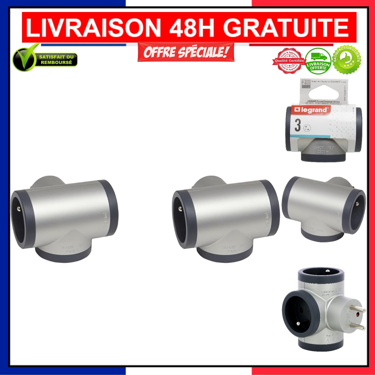 Multiprise Legrand 6 prises pour bureau et salon bloc electrique discret