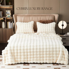 Cybrix Luxury soft warm blanket, bubble design rabbit faux fer throw -sofa & bed