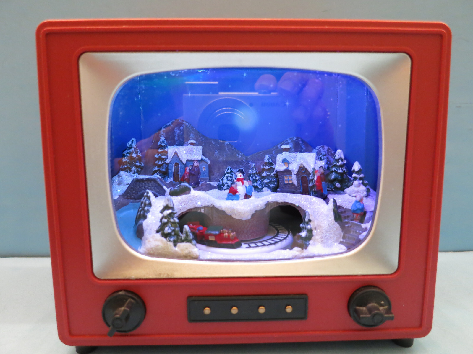 Christmas Decor Retro TV Music Box W/ Color Changing Lights,Music