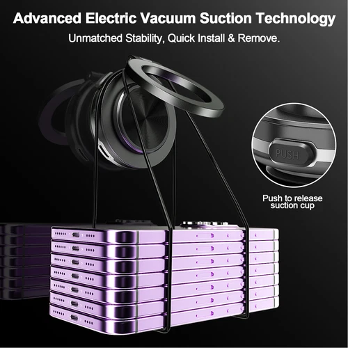 Vacuum Magnetic Suction Cup Car Phone Holder Stand Foldable 360° Rotating Mount - Picture 10 of 18