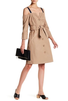 off the shoulder trench dress