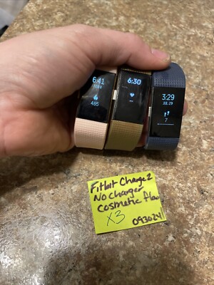 X3 Fitbit Charge 2 HR Fitness Wristband Working (NO CHARGER,Cracked Screen)