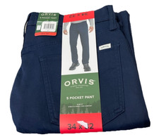Orvis 5 Pocket Pants, Chino Trousers, Slim Fit, Stretch, Blue and Grey, New