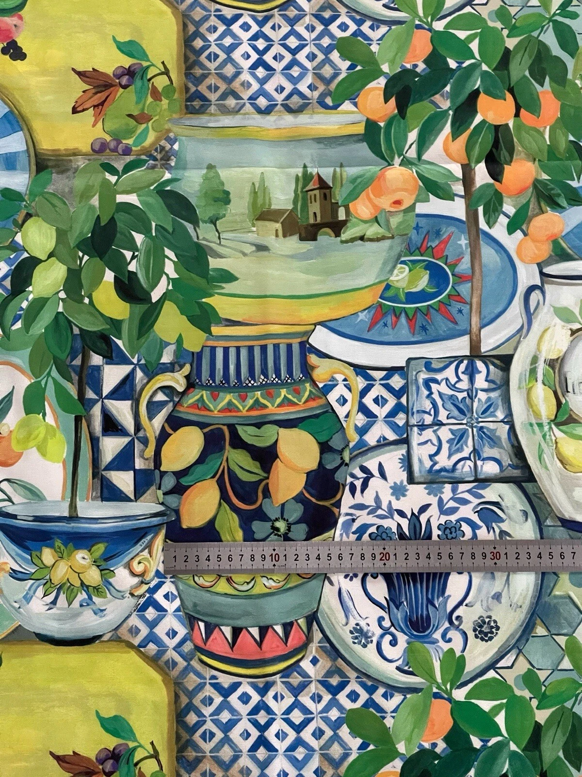 Mediterranean Print Cotton Fabric Citrus Lemons Vases Upholstery Curtains Blinds
Opens in a new wind