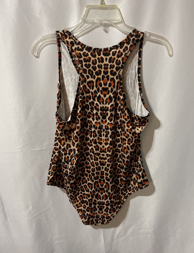 Women's Scoop Neck Racerback Tank Top Bodysuit Leopard Print Size Large - 第 6/6 張圖片