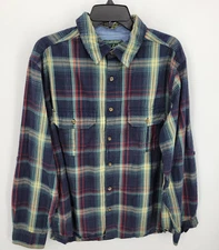 Woolrich Shirt Mens Large Blue Plaid Long Sleeve Button Up Outdoor