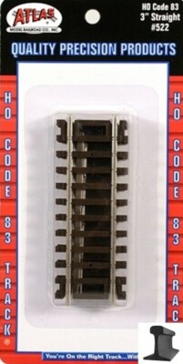 Atlas HO Scale ~ New 2024 ~ Code 83 ~ 3  Straight Track ~ 4 Pieces ~ 522