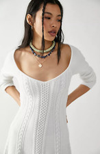 NEW Free People Cream Cut-Out Sweater Dress, Size: Large
