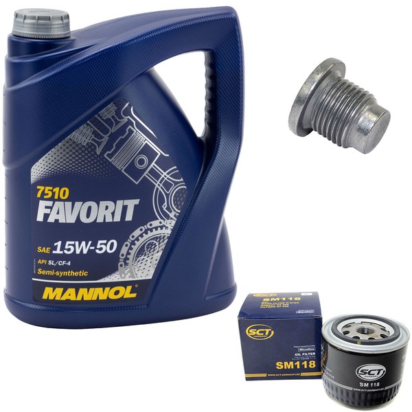 MotoröL ÖLfilter SM118 15W50 5Liter + ÖLablassschraube FüR Renault Megane Scenic-image